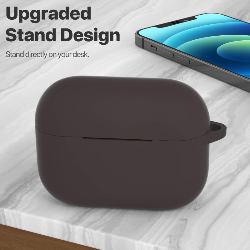 ATUAT for AirPods Pro 1st/2nd Generation Case Cover, Protective Silicone Skin Accessories with Keychain for Women Men for Apple AirPods Pro 2019/2022 Charging Case,Front LED Visible-Coffee Brown - Image 2